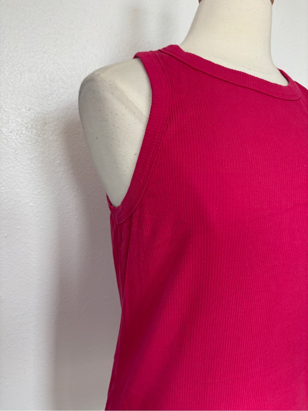 Solid Pink Ribbed Tank Top - Picture 3 of 4